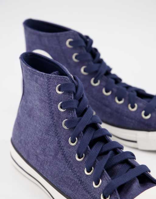 Converse washed denim deals high tops