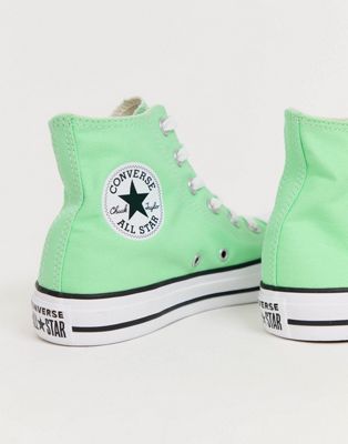 Converse chuck taylor all star hi washed fluro green trainers | ASOS