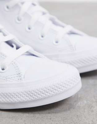 converse chuck taylor all star hi white leather monochrome trainers