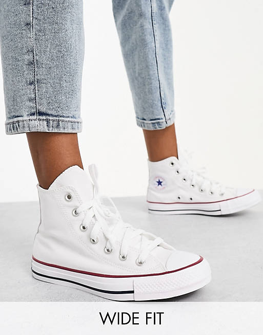  Trainers/Converse Chuck Taylor All Star Hi Wide Fit trainers in white 