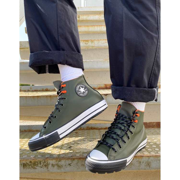 Converse - Chuck Taylor Star Hi Winter - van groen leer | ASOS