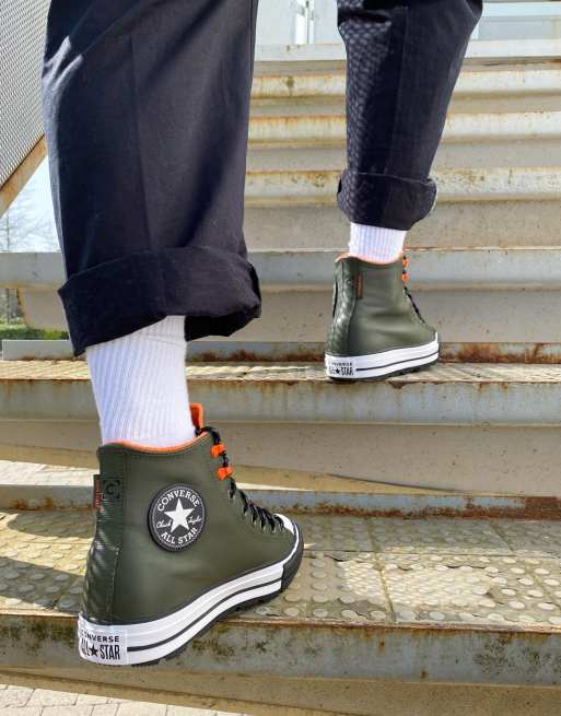 doen alsof moeilijk Ook Converse - Chuck Taylor All Star Hi Winter - Waterproof sneakers van groen  leer | ASOS