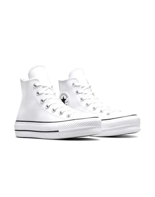 Converse - Chuck Taylor Lift - Baskets montantes à semelle plateforme avec  détail doré - Gris clair