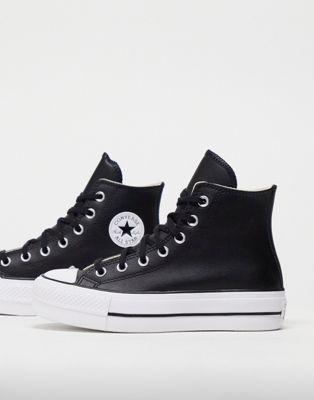Converse Chuck Taylor All Star High Lift sneakers in black leather - ASOS Price Checker