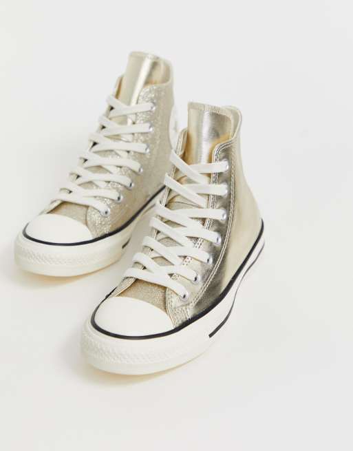 Converse chuck taylor all star Hoge gouden sneakers met glitter