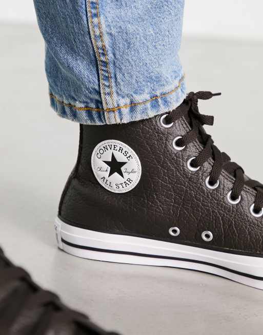 Kluisje Standaard Overleg Converse Chuck Taylor - All STar - Hoge leren sneakers in donkerbruin | ASOS