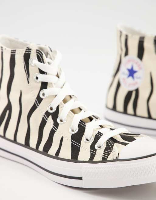 Converse Chuck Taylor - All Star Hu - Ecrufarvede sneakers med zebraprint