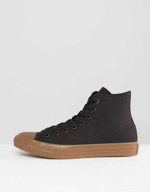 Converse Chuck Taylor All Star II Hi Plimsolls With Gum Sole In Black 155496C