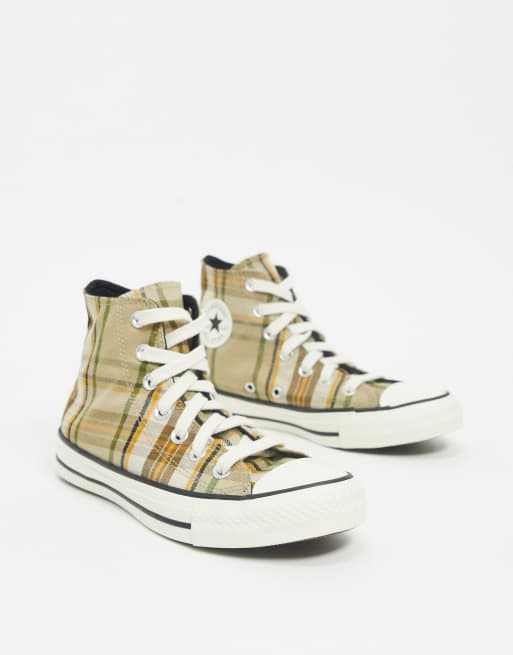 gevolg spade Verlichten Converse – Chuck Taylor All Star – Karierte Sneaker mit hohem Schaft in  Beige | ASOS