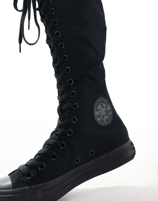 Black knee high converse best sale