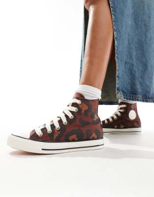 Converse - Chuck Taylor All Star Knöchelturnschuhe mit Leopardenmuster-Brown