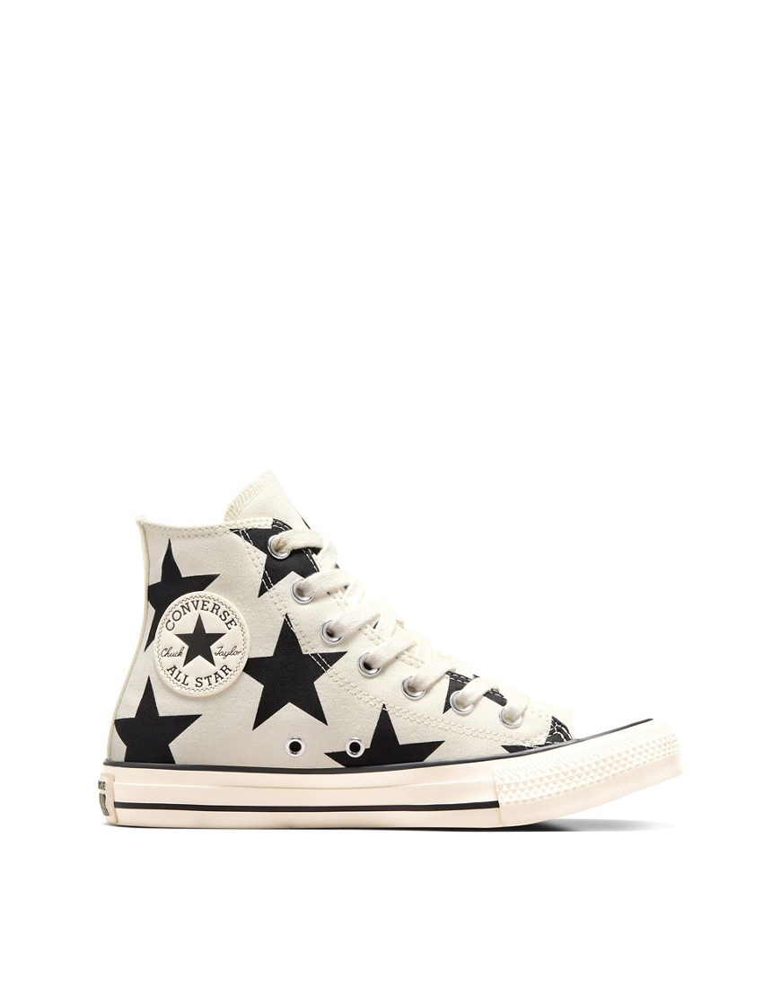 Converse Chuck taylor all star large stars in egret/black/egret-Brown