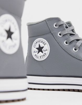 Converse Chuck Taylor All Star leather boots in gray | ASOS