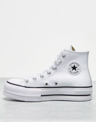 Converse Chuck Taylor All Star leather lift hi trainers in white