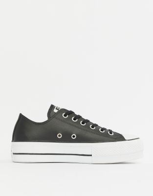 platform converse black leather