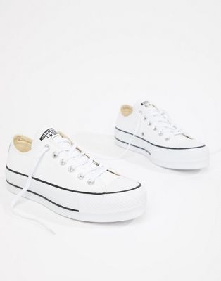 converse chuck taylor all star leather platform low sneakers in white