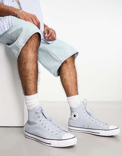 Converse blue leather on sale shoes