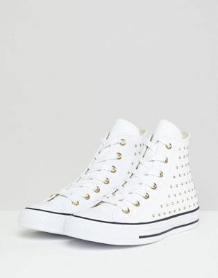 white studded converse high tops 