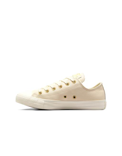 Converse – Chuck Taylor All Star – Leder-Sneaker in Cremeweiß mit goldfarbenen Metallakzenten, 3 von 4