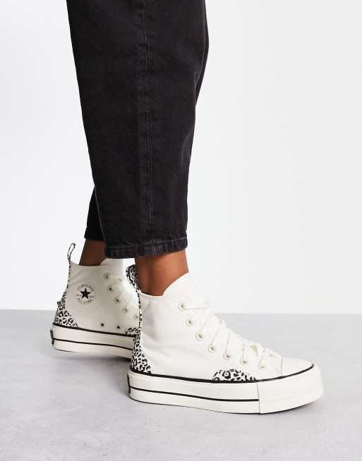 Converse – Chuck Taylor All Star –Leopardmönstrade sneakers med tjocka sulor
