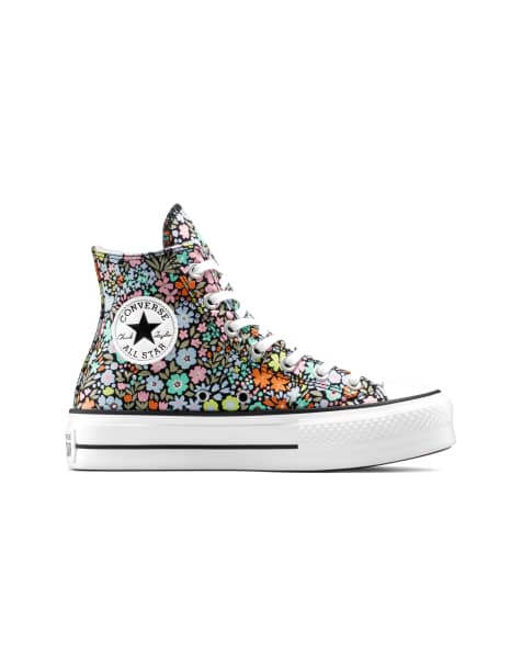 Converse Chuck taylor all star lift allover florals in black/white/pale surplus - view 1