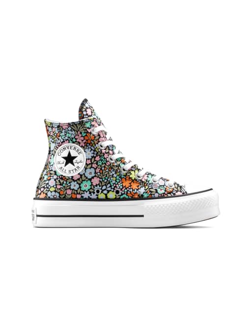 Converse Chuck taylor all star lift allover florals in black/white/pale surplus