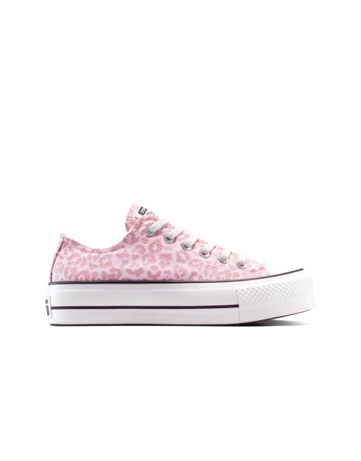 Converse - Chuck Taylor All Star Lift - Baskets à semelle plateforme et imprimé léopard - Baie sucrée et blanc vintage