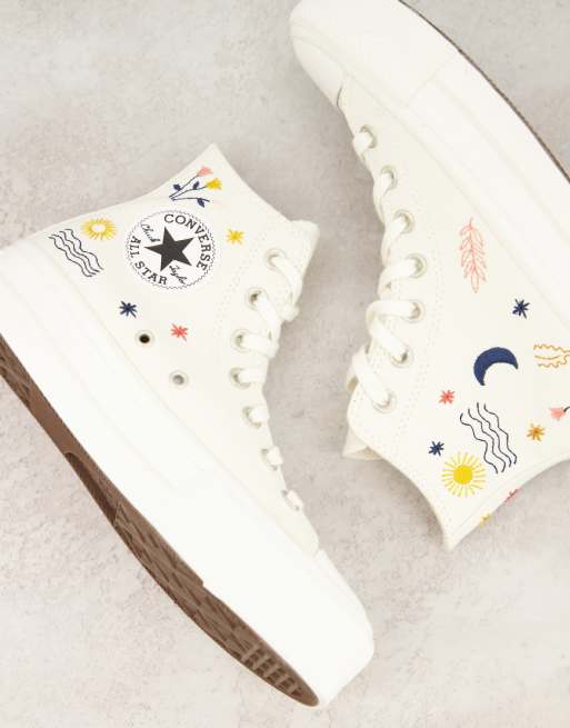 Converse - Chuck Taylor All Star Lift - Baskets brodées - Blanc ... Converse - Chuck Taylor All Star Lift - Baskets brodées - Blanc ...