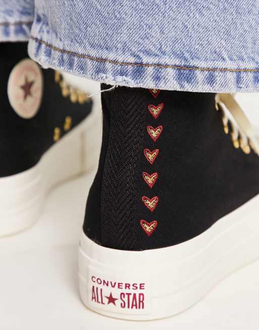 Converse noir avec outlet coeur