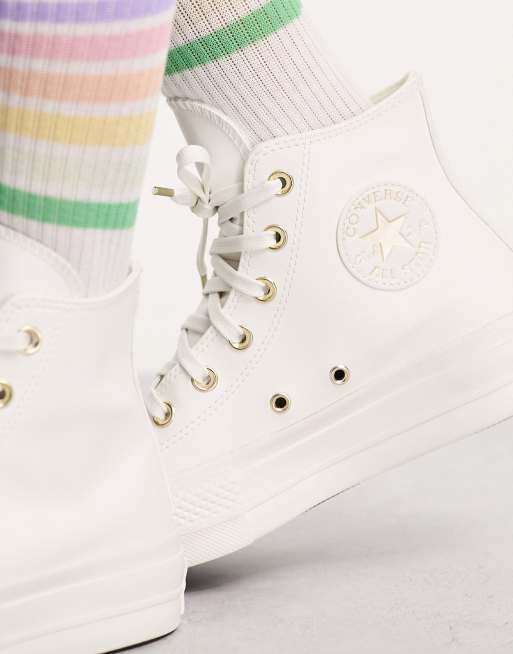 Converse blanche 2025 et or