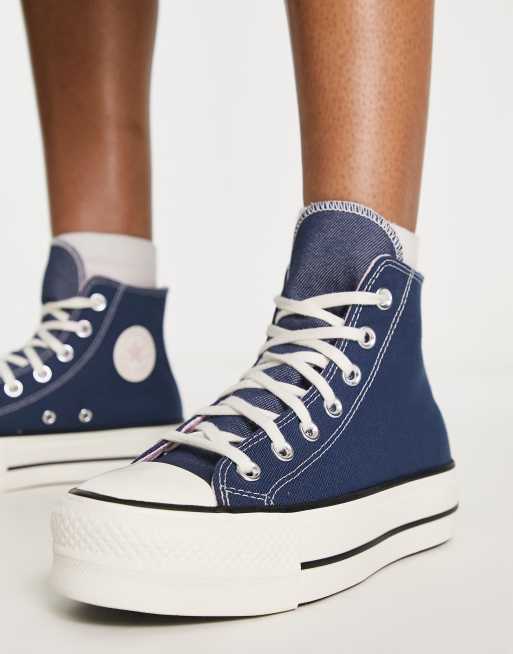 Converse Chuck Taylor All Star Lift Baskets montantes en denim Bleu marine