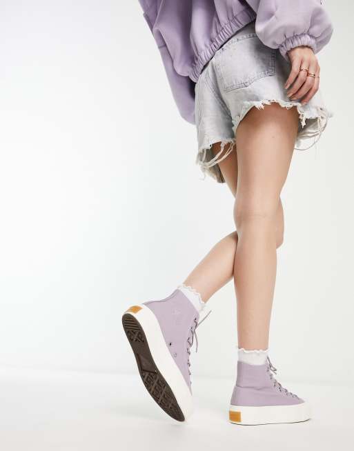 Converse best sale plateforme violet