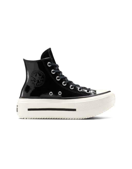 Converse Chuck Taylor - All Star Lift - Double Stack - Lakleren sneakers met plateauzool in zwart/egret/zwart