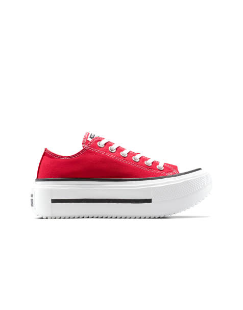 Converse – Chuck Taylor All Star Lift Double Stack – Sneaker in Rot/Schwarz/Weiß mit Plateausohle - view 1