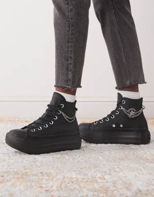 Converse - Chuck Taylor All Star Lift Double Stack - Sneaker in Schwarz mit Kettenverzierung