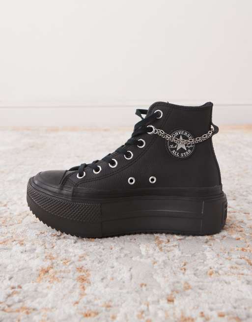 Converse – Chuck Taylor All Star Lift Double Stack – Sneaker in Schwarz mit Kettenverzierung, 2 von 5