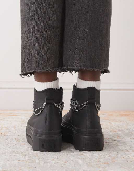 Converse Chuck Taylor - All Star Lift Double Stack - Sorte sneakers med kædedetalje, 3 af 5