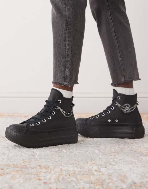Converse Chuck Taylor – All Star Lift Double Stack – Svarta sneakers med kedjedetalj och grov sula - view 1