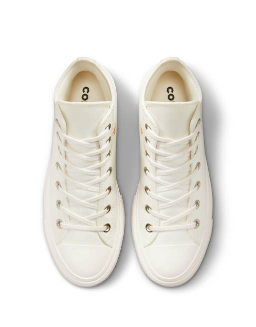 Converse Chuck Taylor All Star Lift embroidered platform sneakers in  off-white