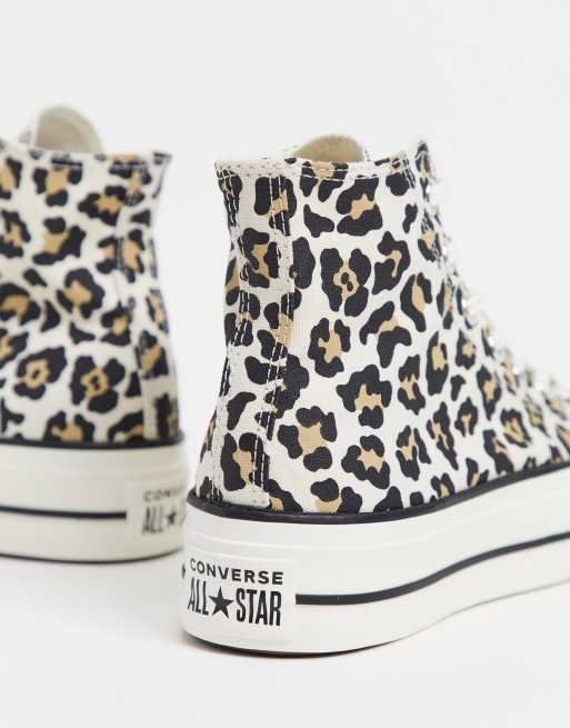 Converse Chuck Taylor All Star Lift Hi Archive Leopard print sneakers in driftwood