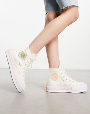 Converse Chuck Taylor All Star Lift hi astronomy trainers in white and coral