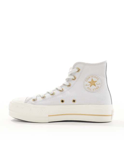 Converse - Chuck Taylor All Star Lift Hi - Baskets montantes à plateforme avec détails dorés - Gris, 5 de 5