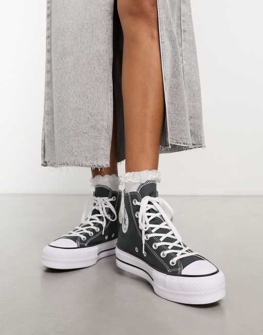 Converse Chuck Taylor All Star Lift Hi Baskets montantes a semelle compensees Gris fonce