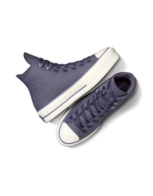 Converse - Chuck Taylor All Star Lift Hi - Baskets montantes en cuir imperméabilisé avec semelle plateforme - Violet, 2 de 4