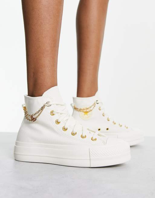 Converse – Chuck Taylor All Star Lift Hi – Białe buty sportowe za kostkę z motywem serc