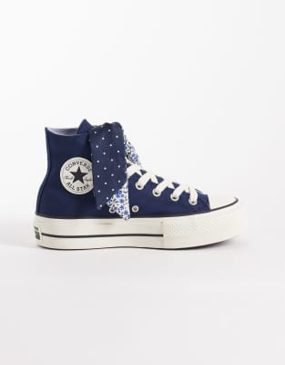 Converse - Chuck Taylor All Star Lift Hi - Club House - Knöchelhohe Sneaker in Marineblau mit Plateausohle-Schwarz
