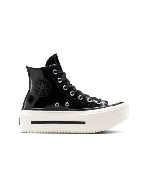 Converse Chuck Taylor All Star Lift Hi double stack patent leather trainers in black - view 1