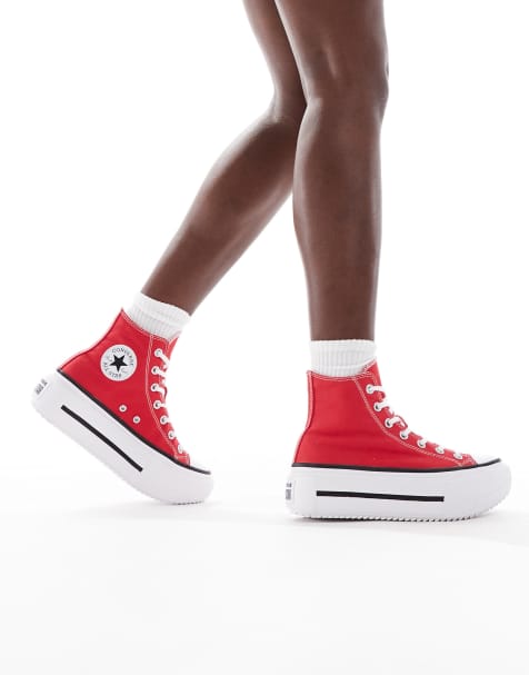 Converse – Chuck Taylor All Star Lift Hi – Double Stack – Röda, höga sneakers med extra grov sula - view 1