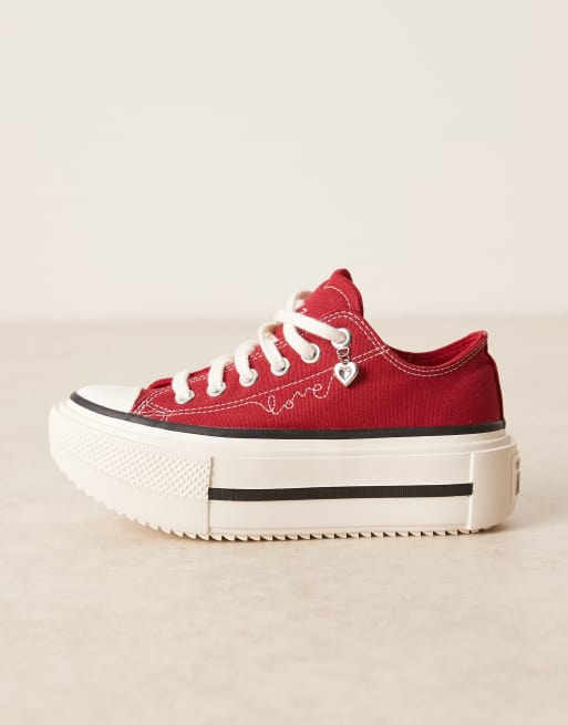 Converse Chuck Taylor All Star Lift Hi Double Stack sneakers in burgundy, 2 of 5