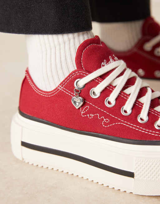 Converse Chuck Taylor All Star Lift Hi Double Stack sneakers in burgundy, 3 of 5